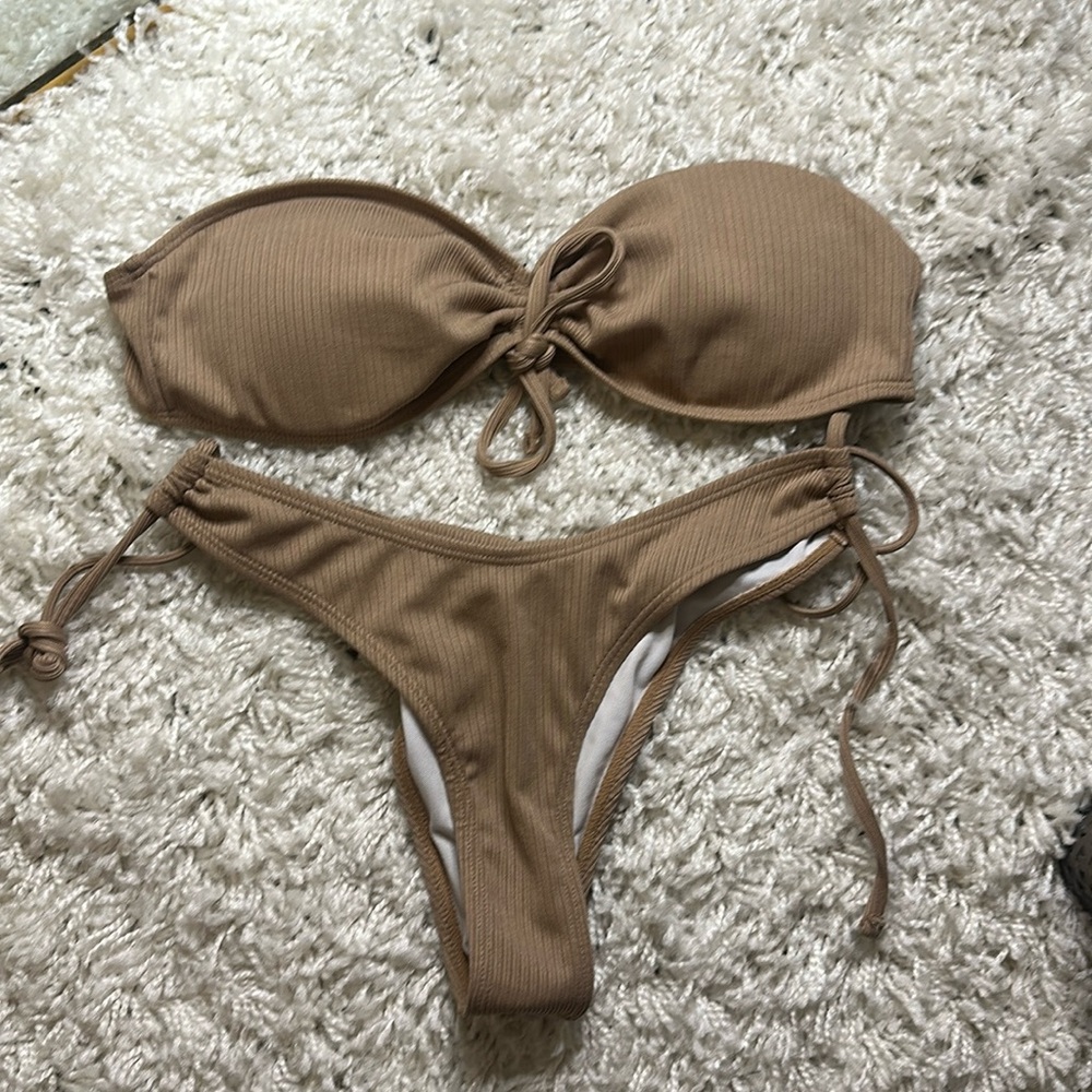 Strapless brown/tan bikini